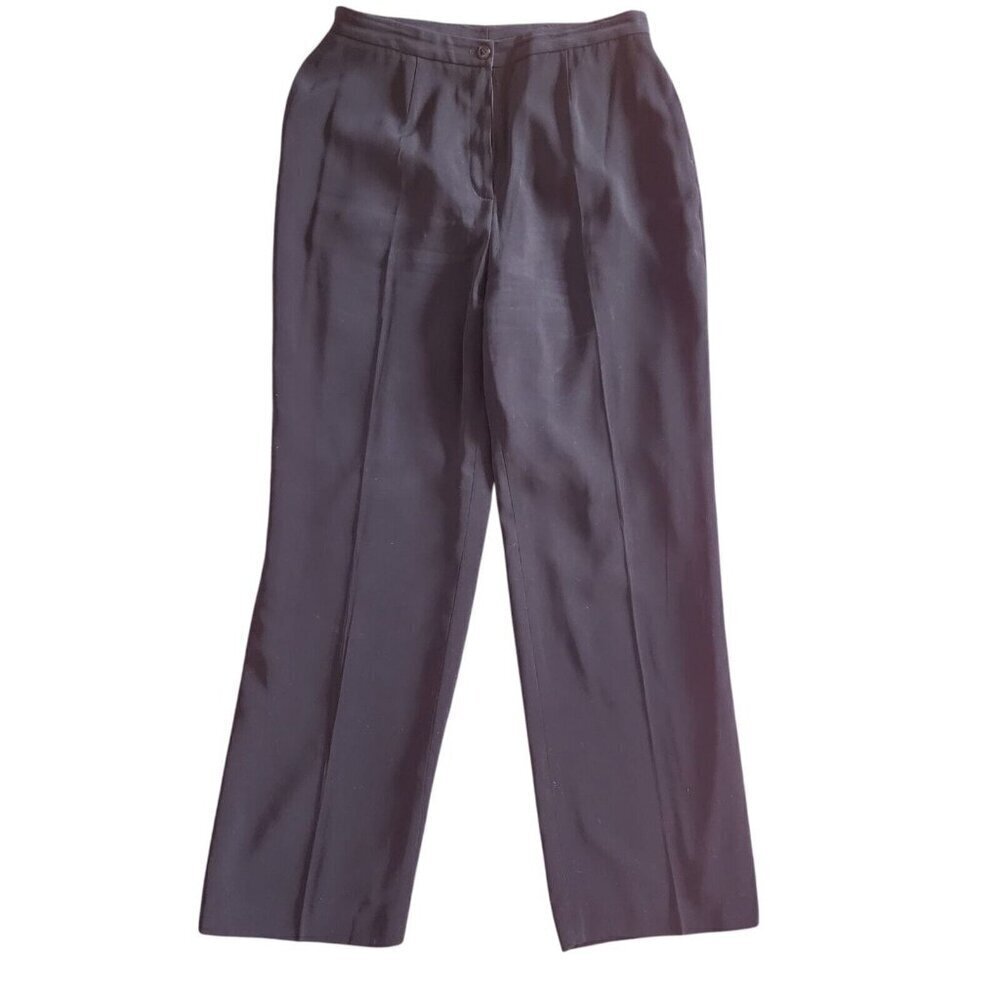 KASPER Polyester Black Straight Leg Stretch Pleated Dress Pant Women's Size 12